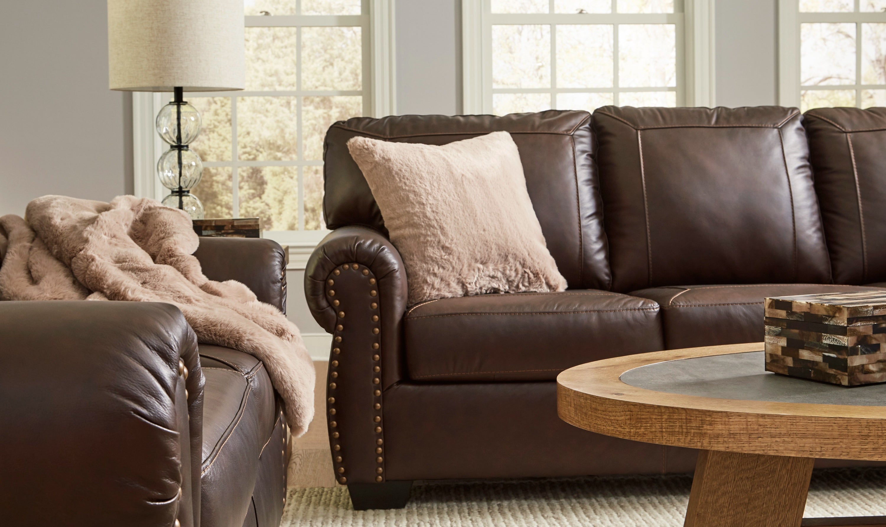 Modern Heritage Colleton Dark Brown Leather Living Room Set-Jennifer Furniture