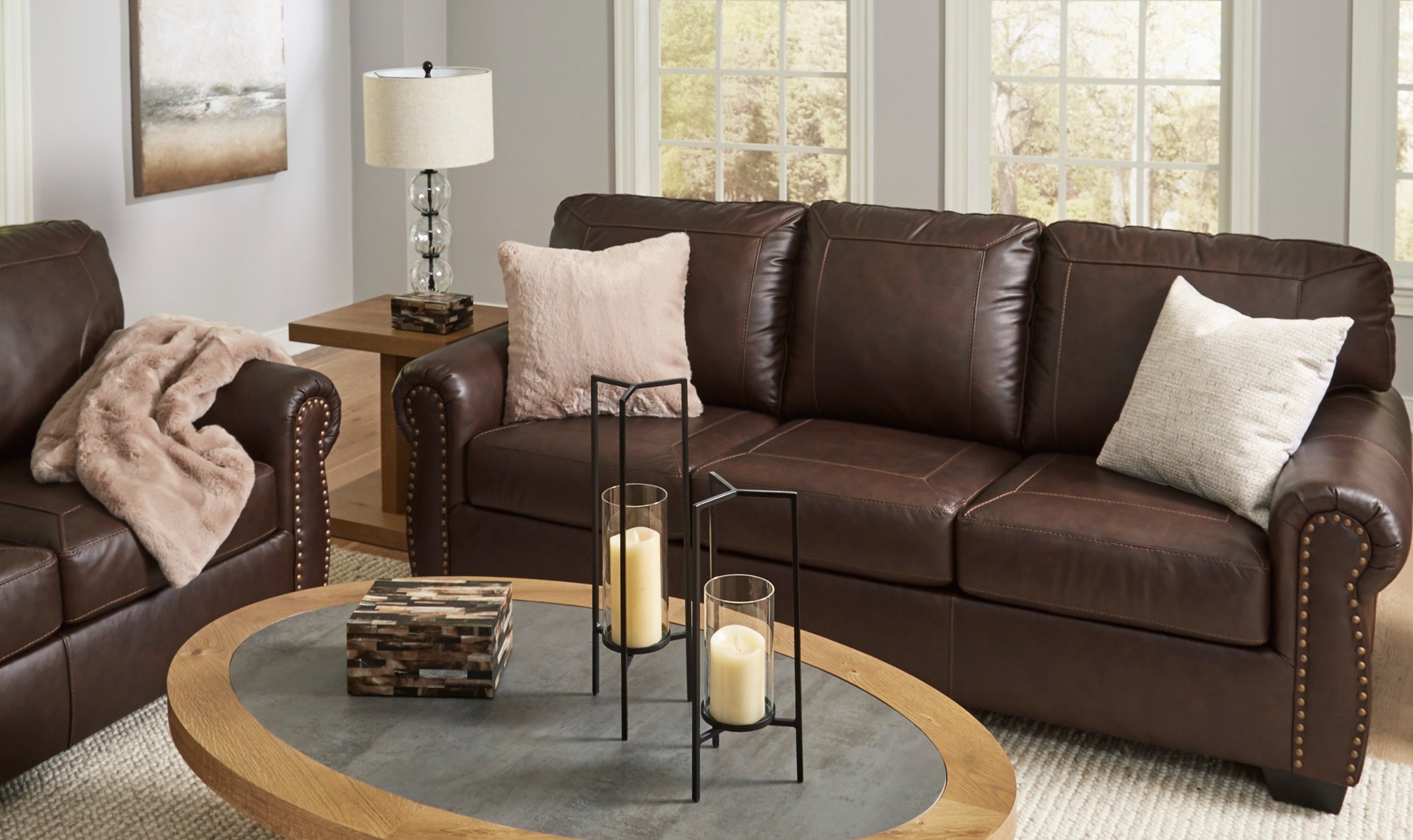 Modern Heritage Colleton Dark Brown Leather Living Room Set-Jennifer Furniture