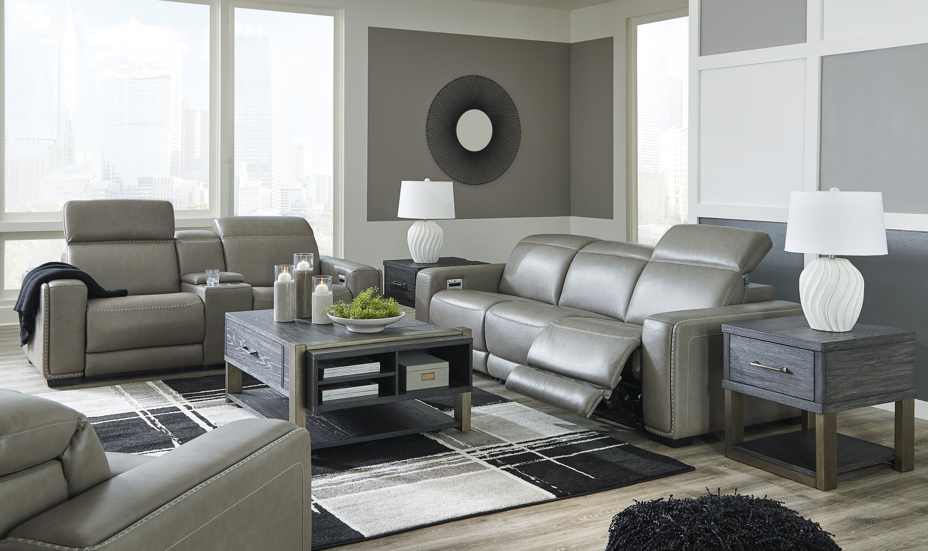 Modern Heritage Correze Leather Power Reclining Living Room Set