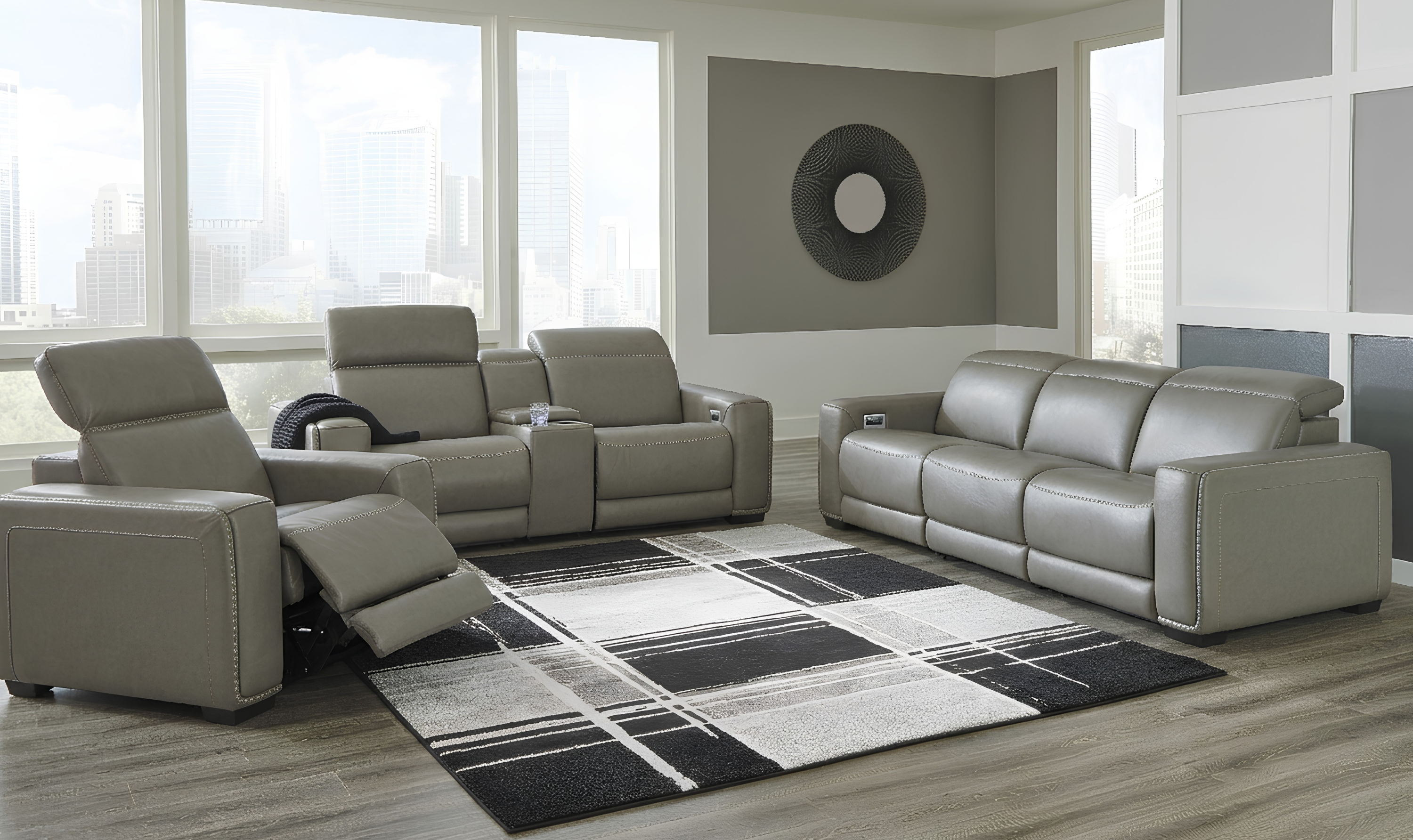 Modern Heritage Correze Leather Power Reclining Living Room Set