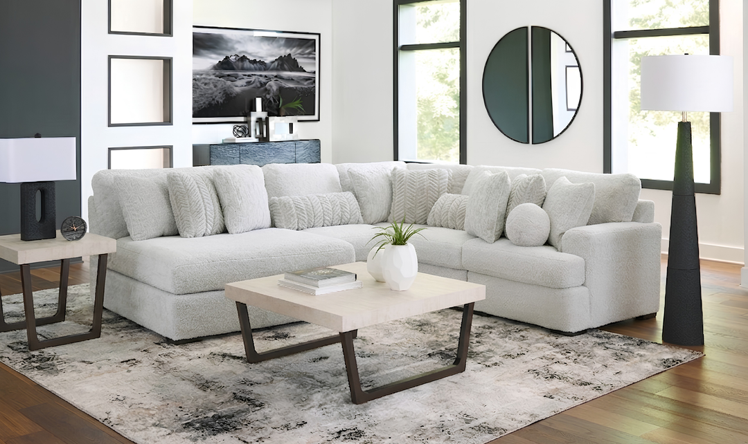 Modern Heritage Cuddle Plush 5-Piece Sectional with Chaise-Jennifer