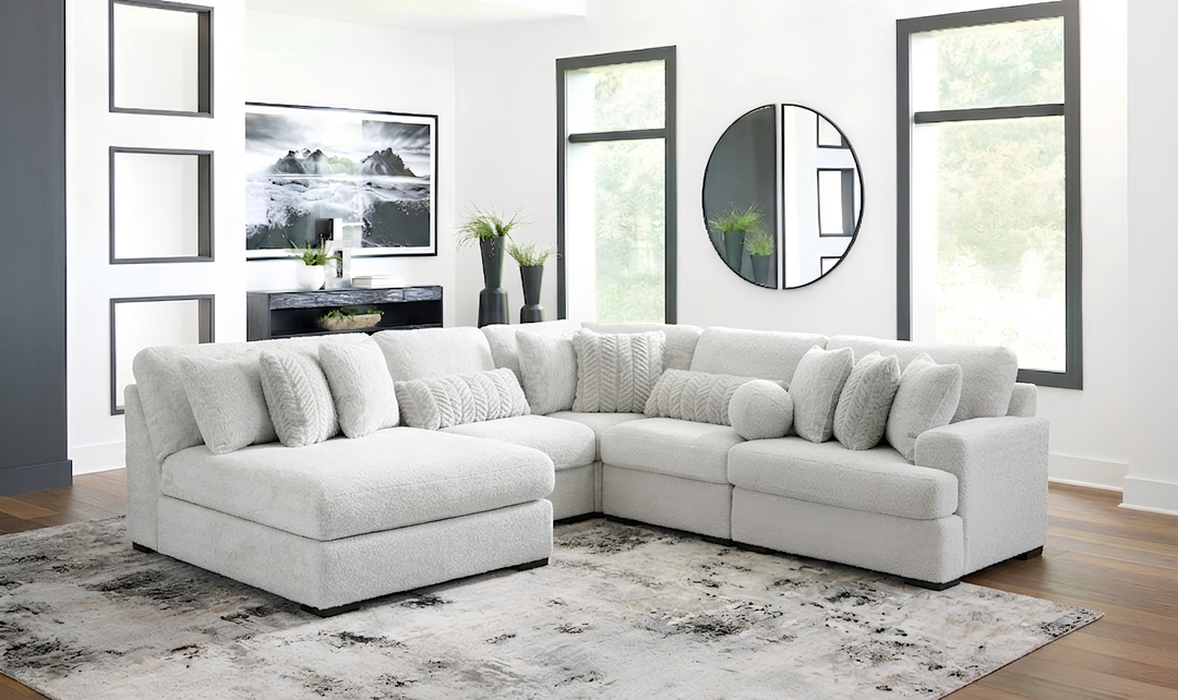 Modern Heritage Cuddle Plush 5-Piece Sectional with Chaise-Jennifer
