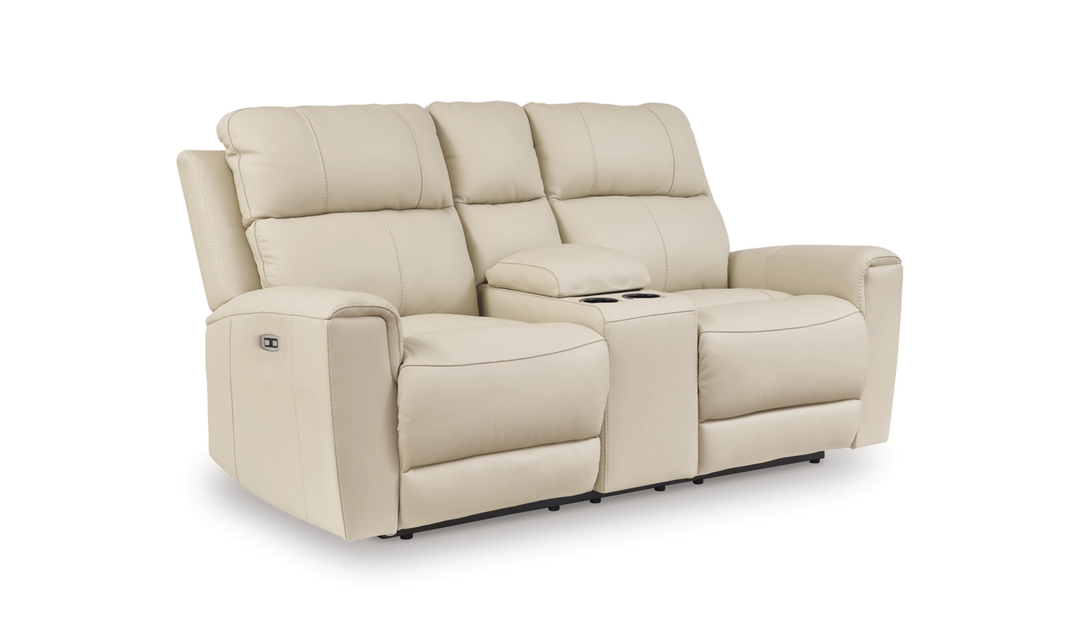 Modern Heritage Dahlmoore Leather Reclining Power Loveseat With Console