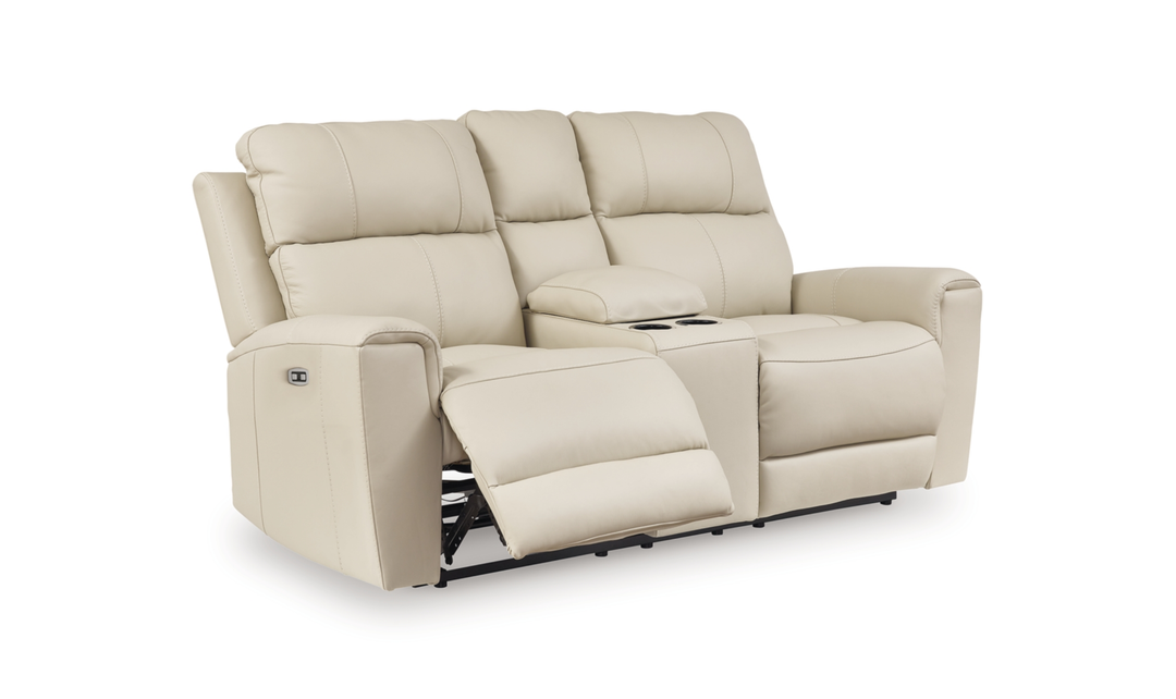 Modern Heritage Dahlmoore Leather Reclining Power Loveseat With Console