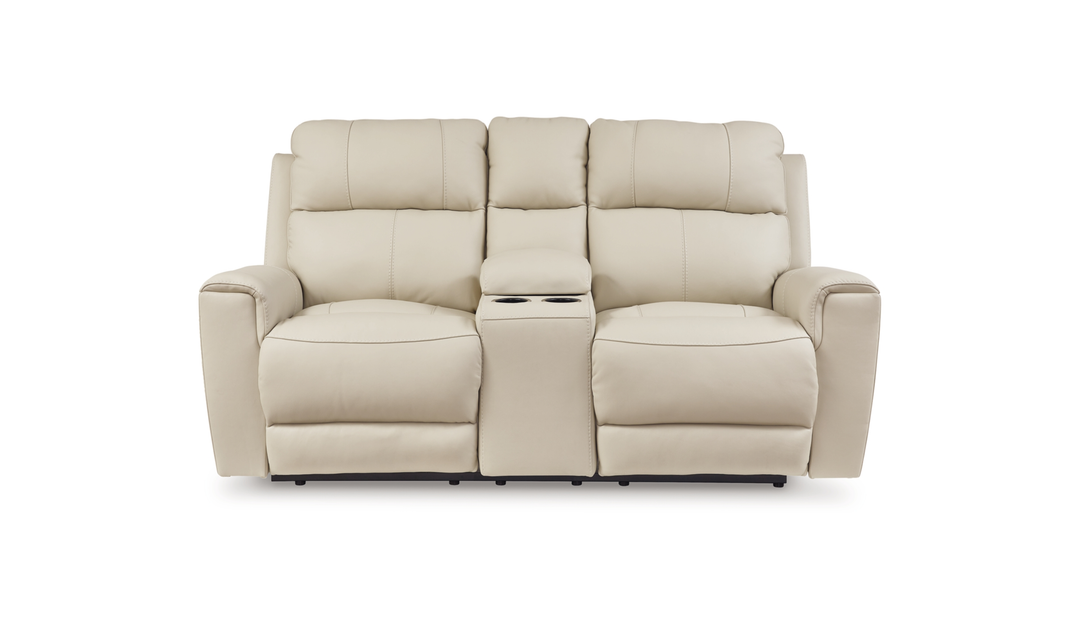 Modern Heritage Dahlmoore Leather Reclining Power Loveseat With Console