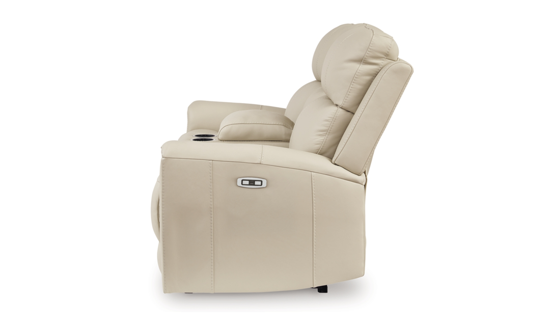Modern Heritage Dahlmoore Leather Reclining Power Loveseat With Console