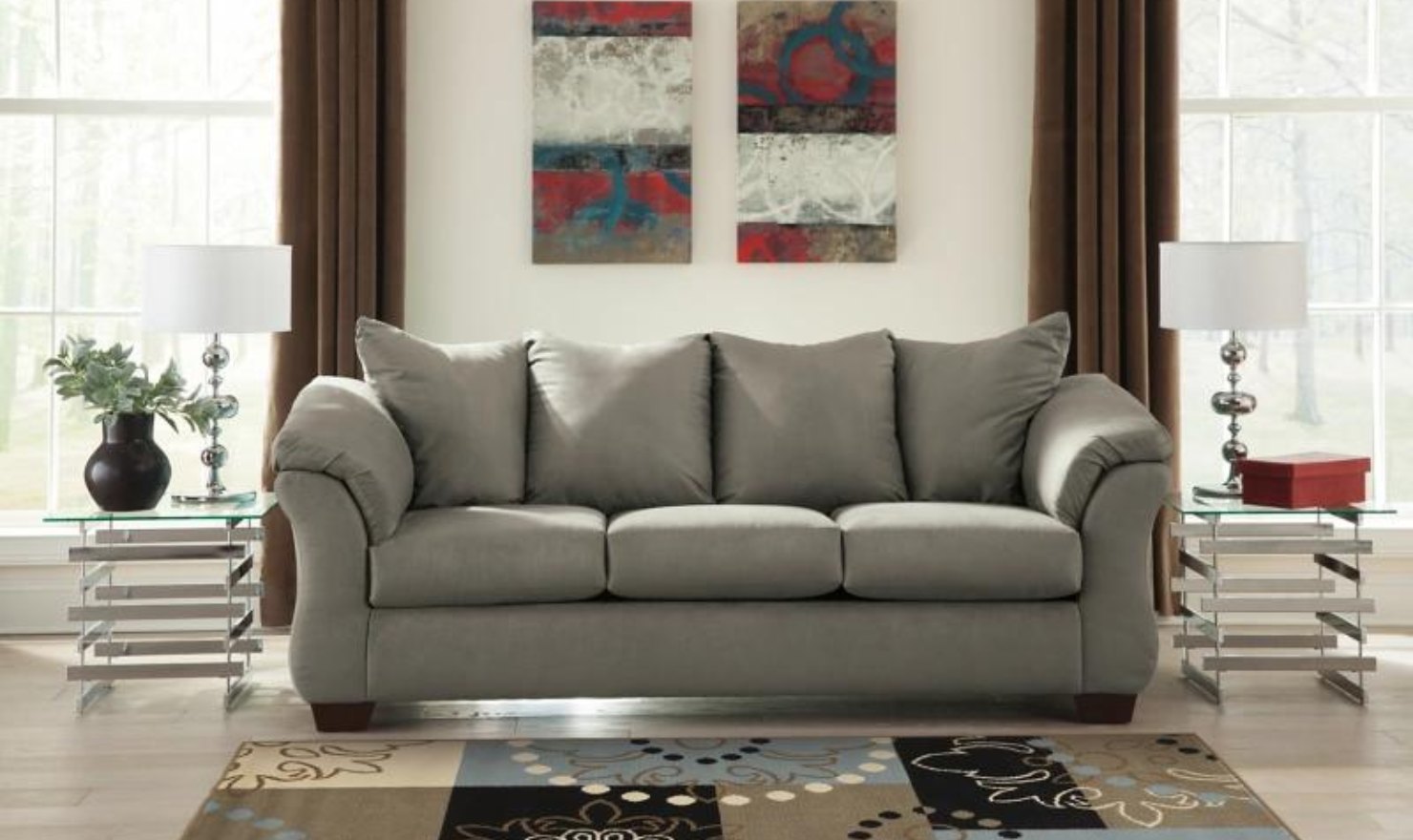 Modern Heritage Darcy 3-Seater Fabric Sofa with Pillow Arms