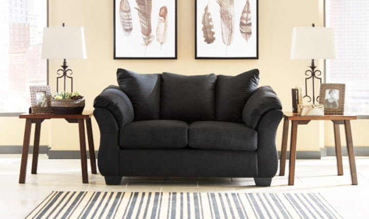Modern Heritage Darcy Fabric Loveseat with Cushioned Arm