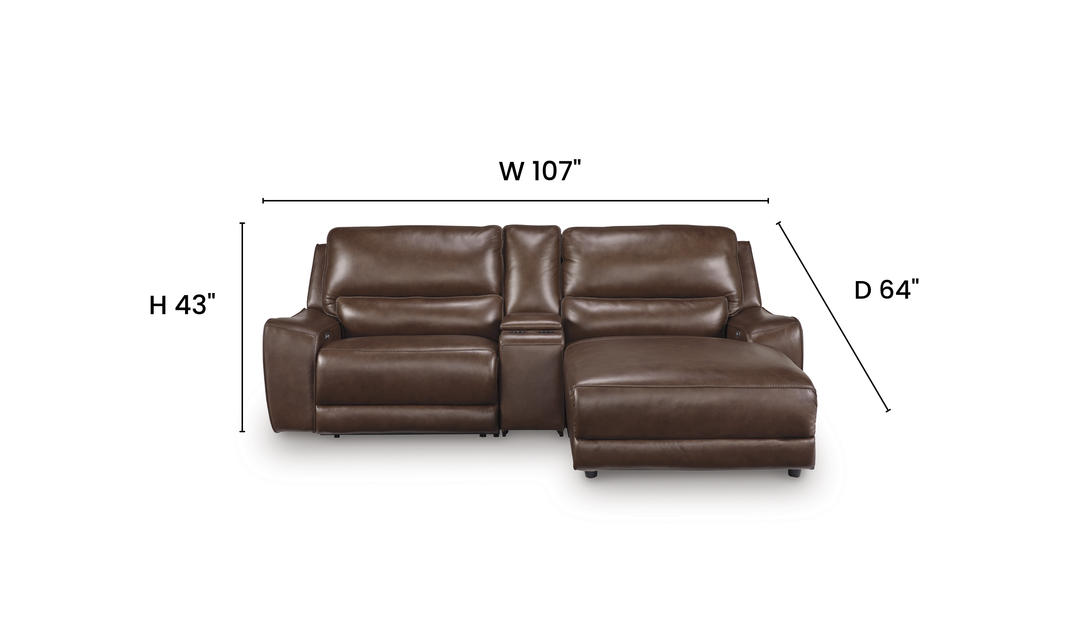 Modern Heritage DeepWakes 3-Piece Power Reclining Sectional with Chaise - Jennifer Furniture
