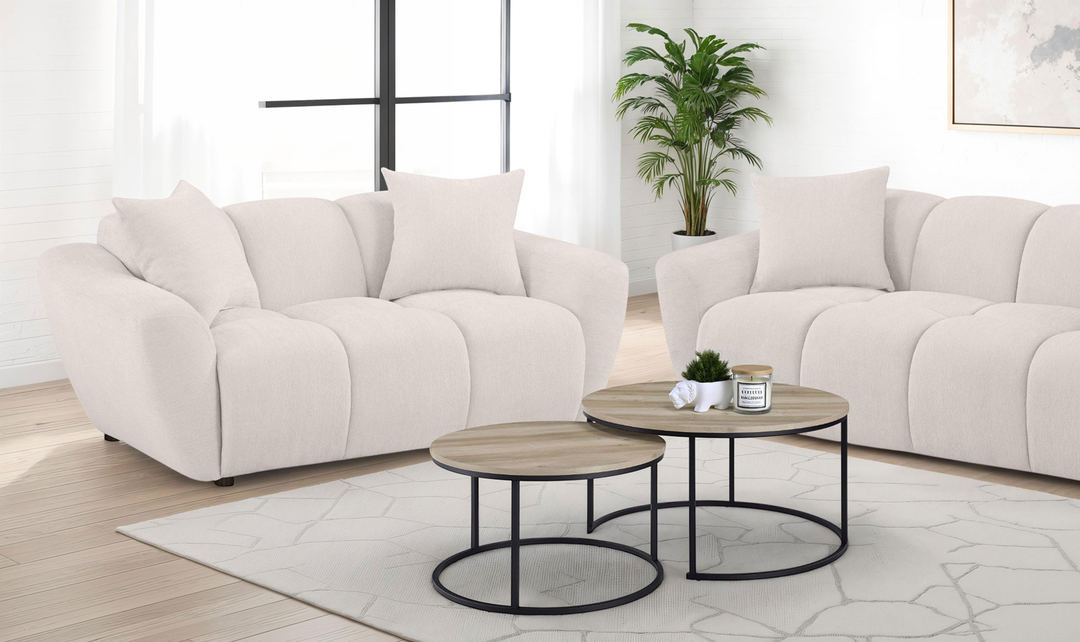 Modern Heritage Destino Chenille Fabric Splayed Arm Loveseat Sofa -Jennifer Furniture