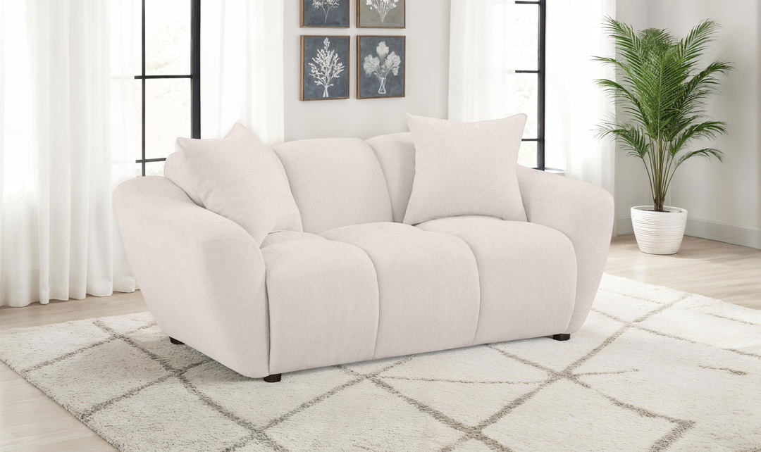Modern Heritage Destino Chenille Fabric Splayed Arm Loveseat Sofa -Jennifer Furniture