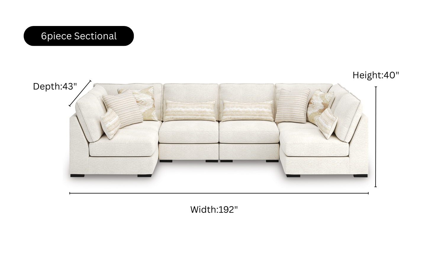 Modern Heritage Donelson Creek  Vanilla Fabric Sectional Sofa-jennifer Furniture
