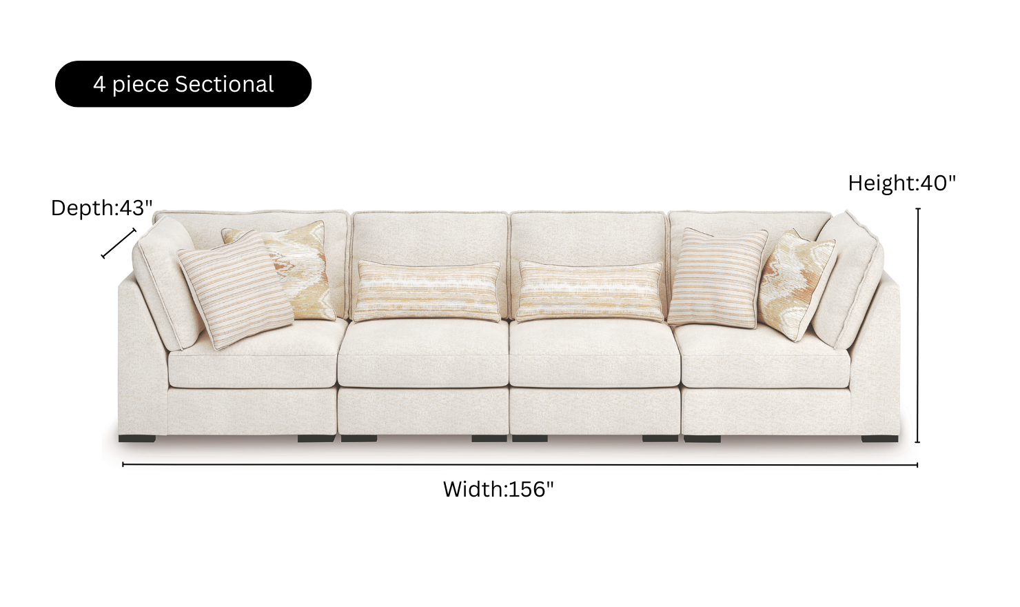 Modern Heritage Donelson Creek  Vanilla Fabric Sectional Sofa-jennifer Furniture