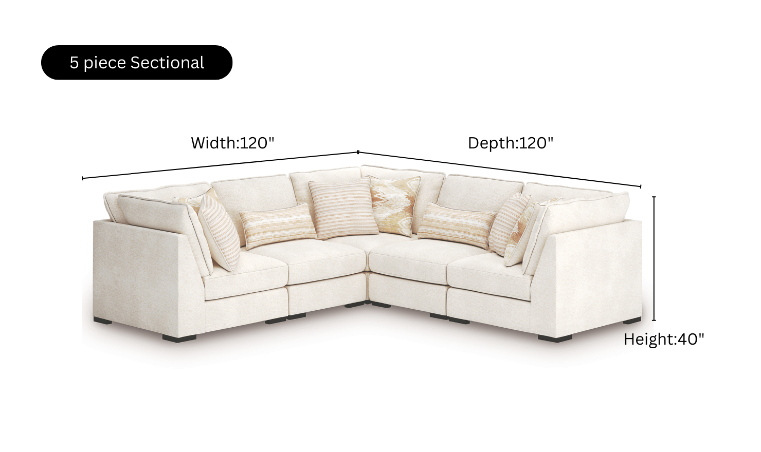 Modern Heritage Donelson Creek  Vanilla Fabric Sectional Sofa-jennifer Furniture