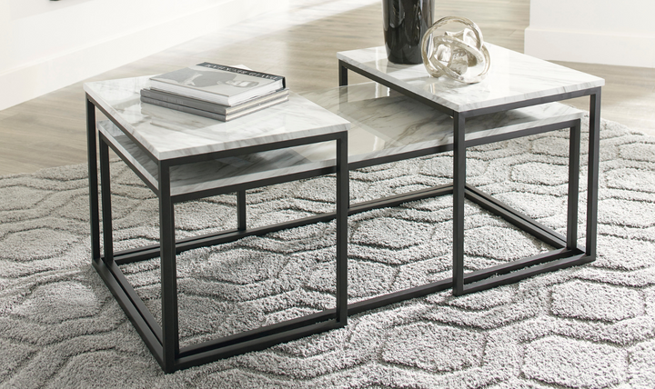 Modern Heritage Donnesta Marble Top Table Set in Gray-jennifer furniture