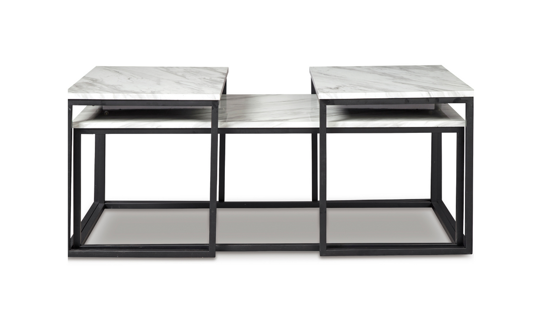 Modern Heritage Donnesta Marble Top Table Set in Gray-jennifer furniture