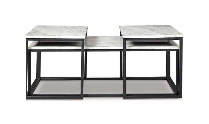 Modern Heritage Donnesta Marble Top Table Set in Gray-jennifer furniture