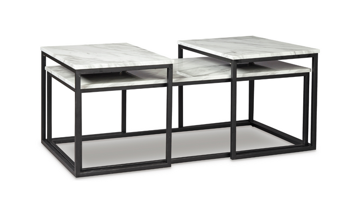 Modern Heritage Donnesta Marble Top Table Set in Gray-jennifer furniture