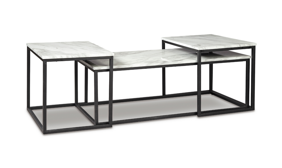 Modern Heritage Donnesta Marble Top Table Set in Gray