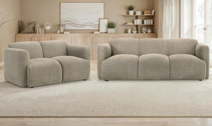 Modern Heritage Dorset 2‑Piece Fabric Round Track Arm Sofa Set-jennifer