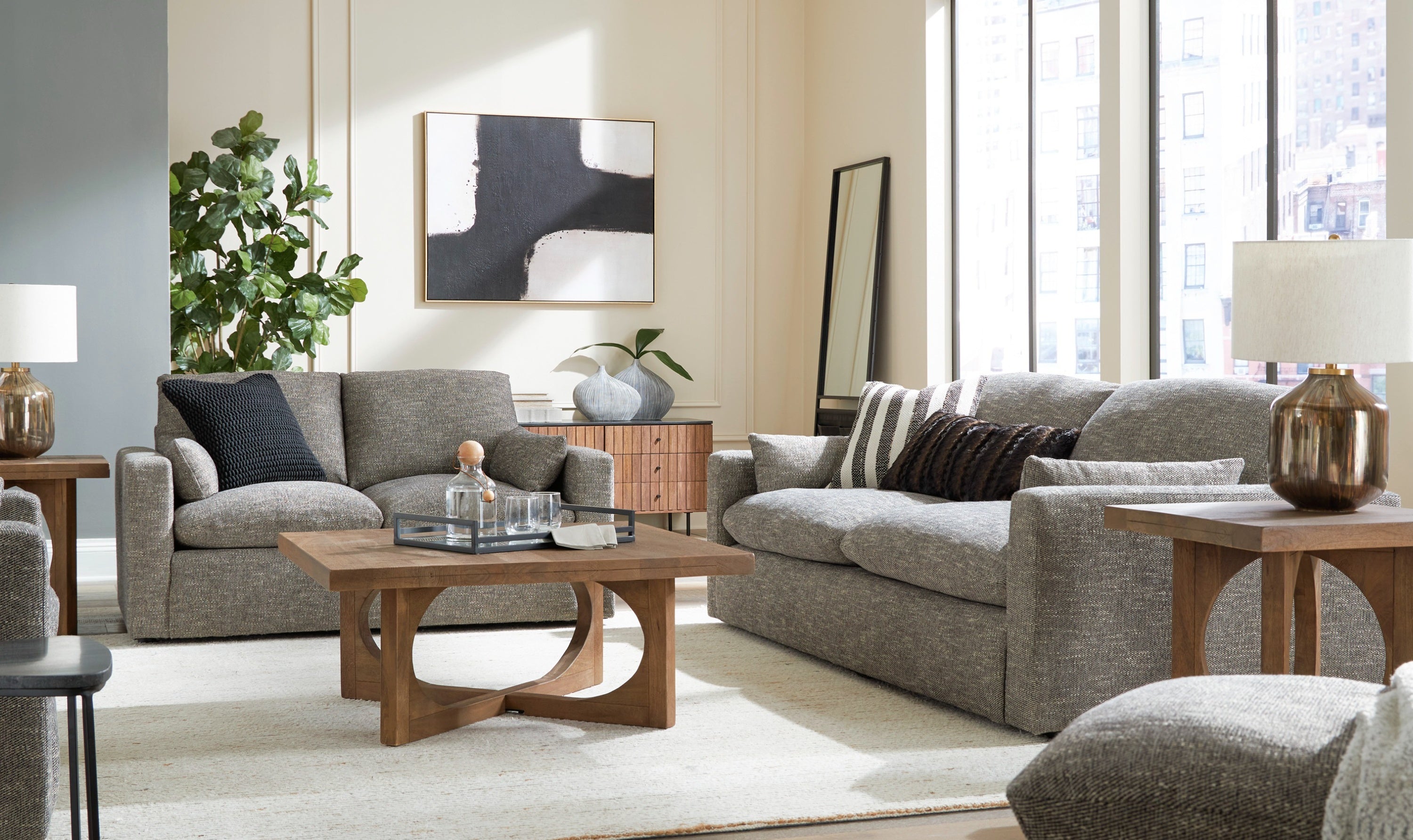 Modern Heritage Dramatic Granite Fabric Living Room set-Jennifer furniture