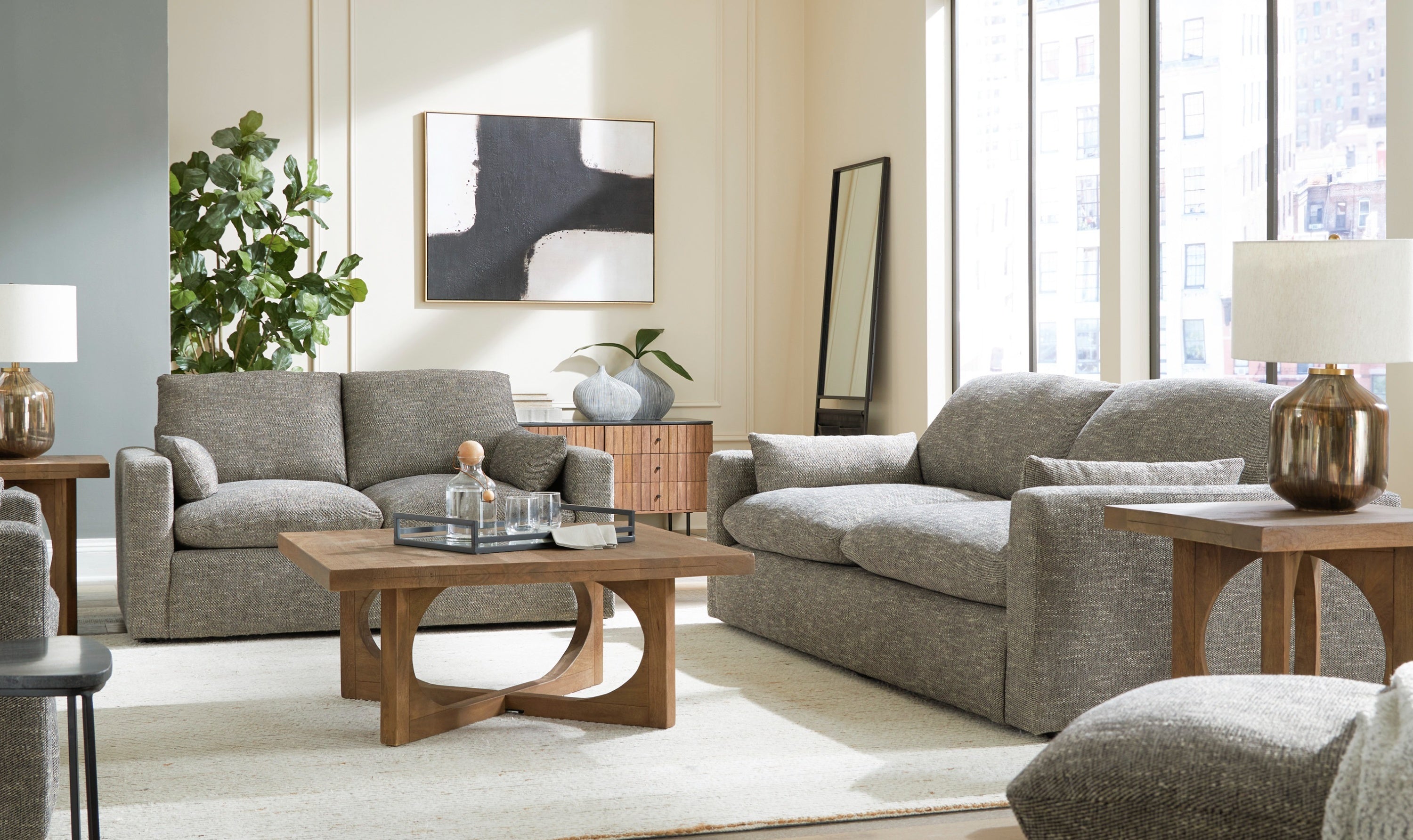 Modern Heritage Dramatic Granite Fabric Living Room set-Jennifer furniture