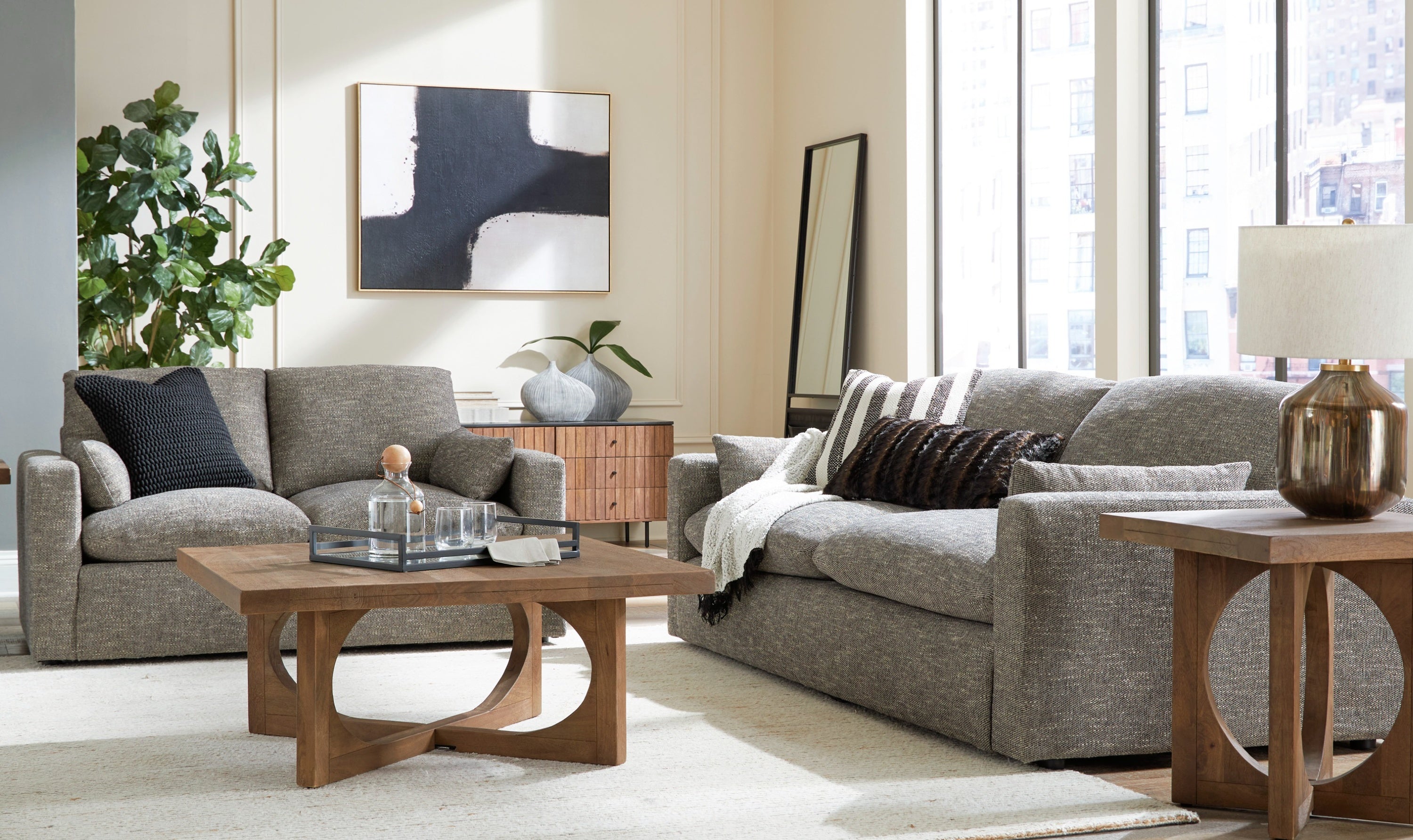 Modern Heritage Dramatic Granite Fabric Living Room set-Jennifer furniture