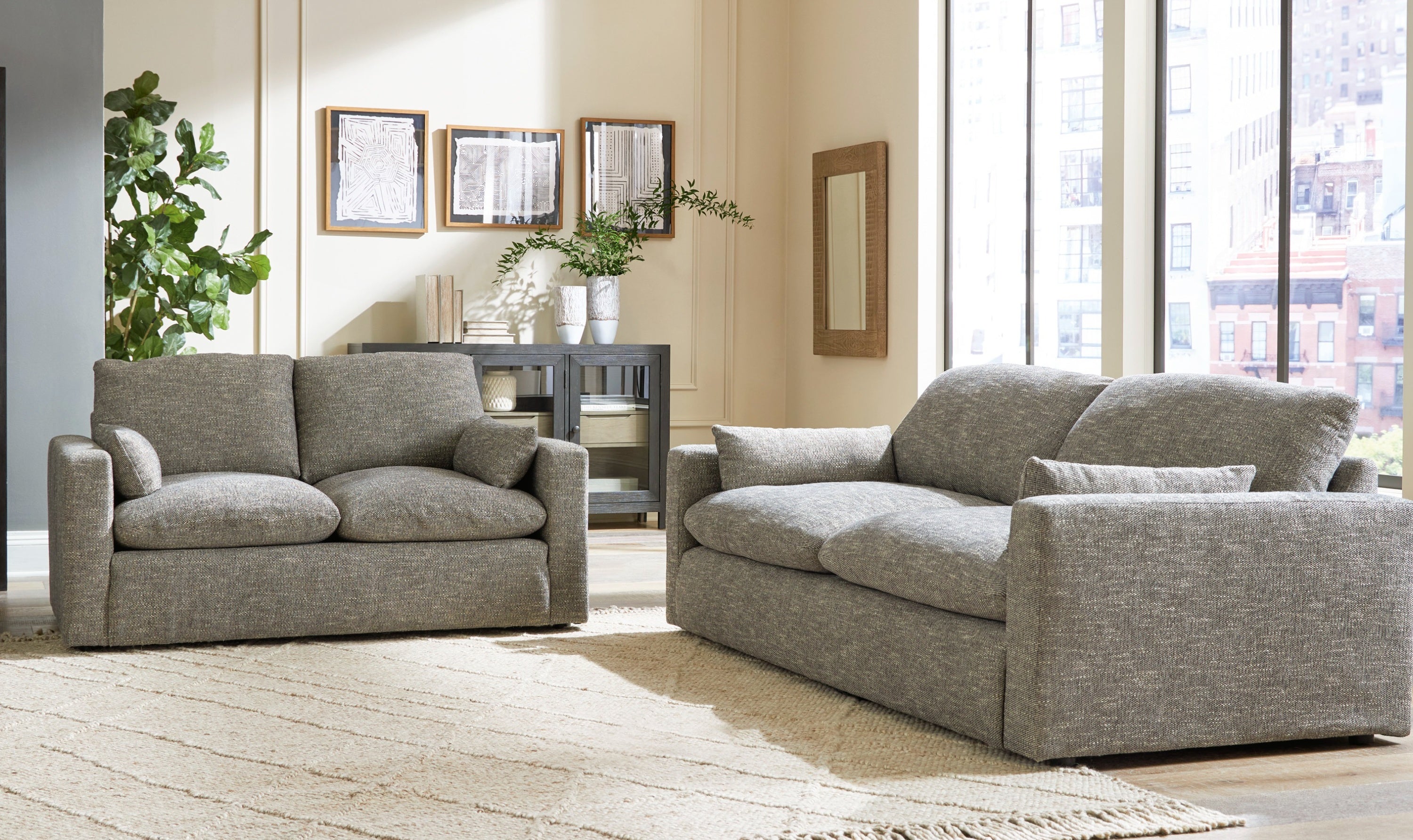 Modern Heritage Dramatic Granite Fabric Living Room set-Jennifer furniture