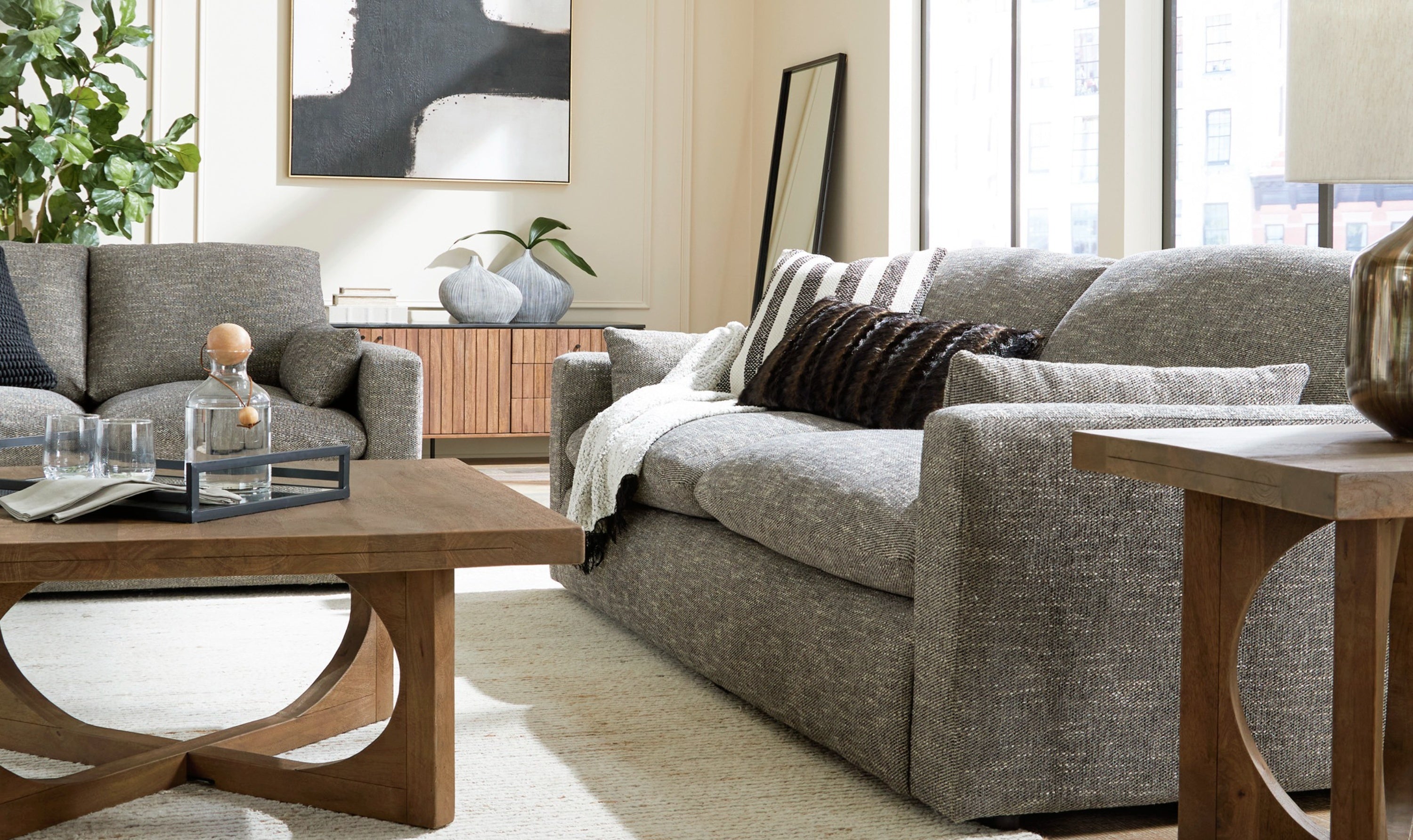 Modern Heritage Dramatic Granite Fabric Living Room set-Jennifer furniture