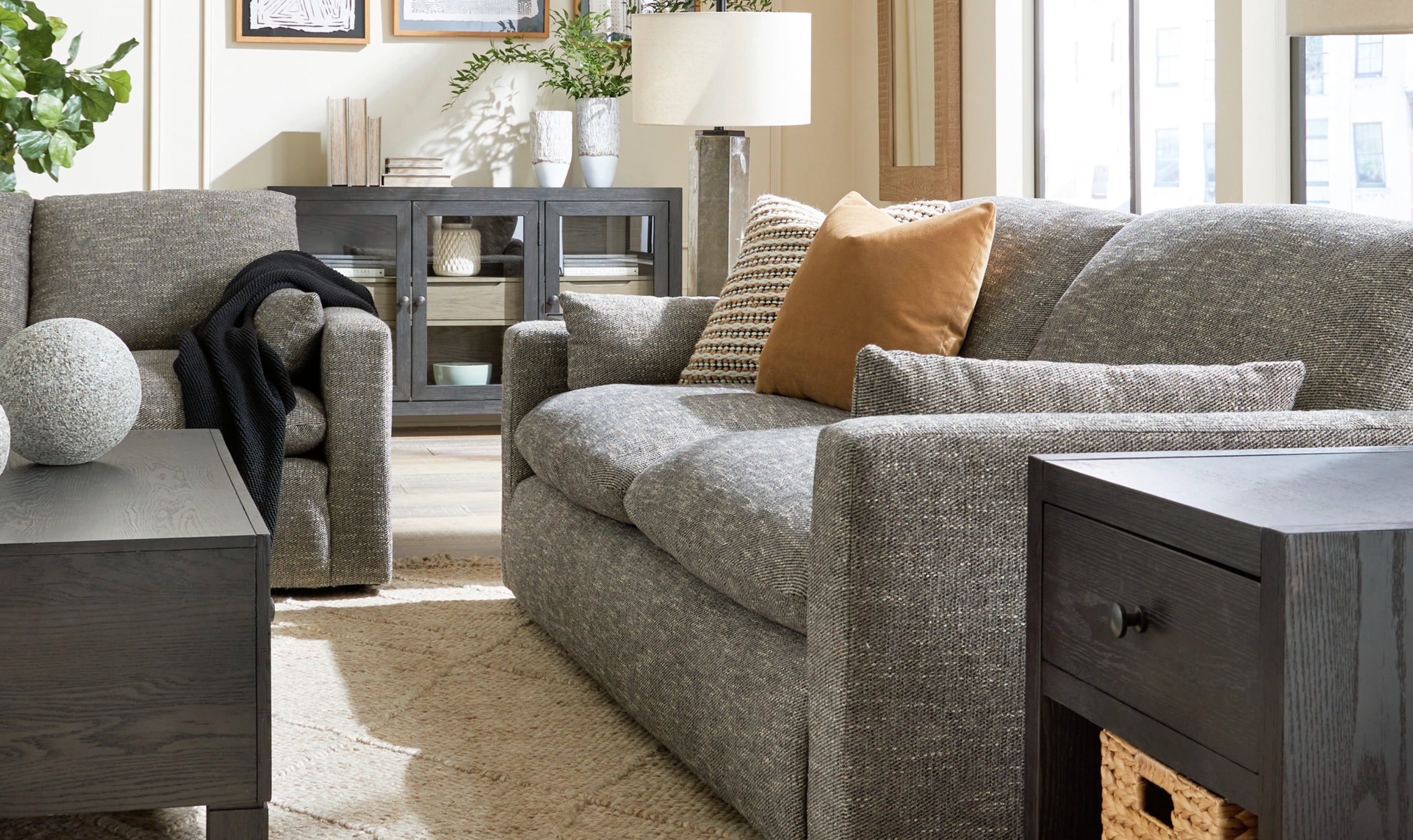 Modern Heritage Dramatic Granite Fabric Living Room set-Jennifer furniture
