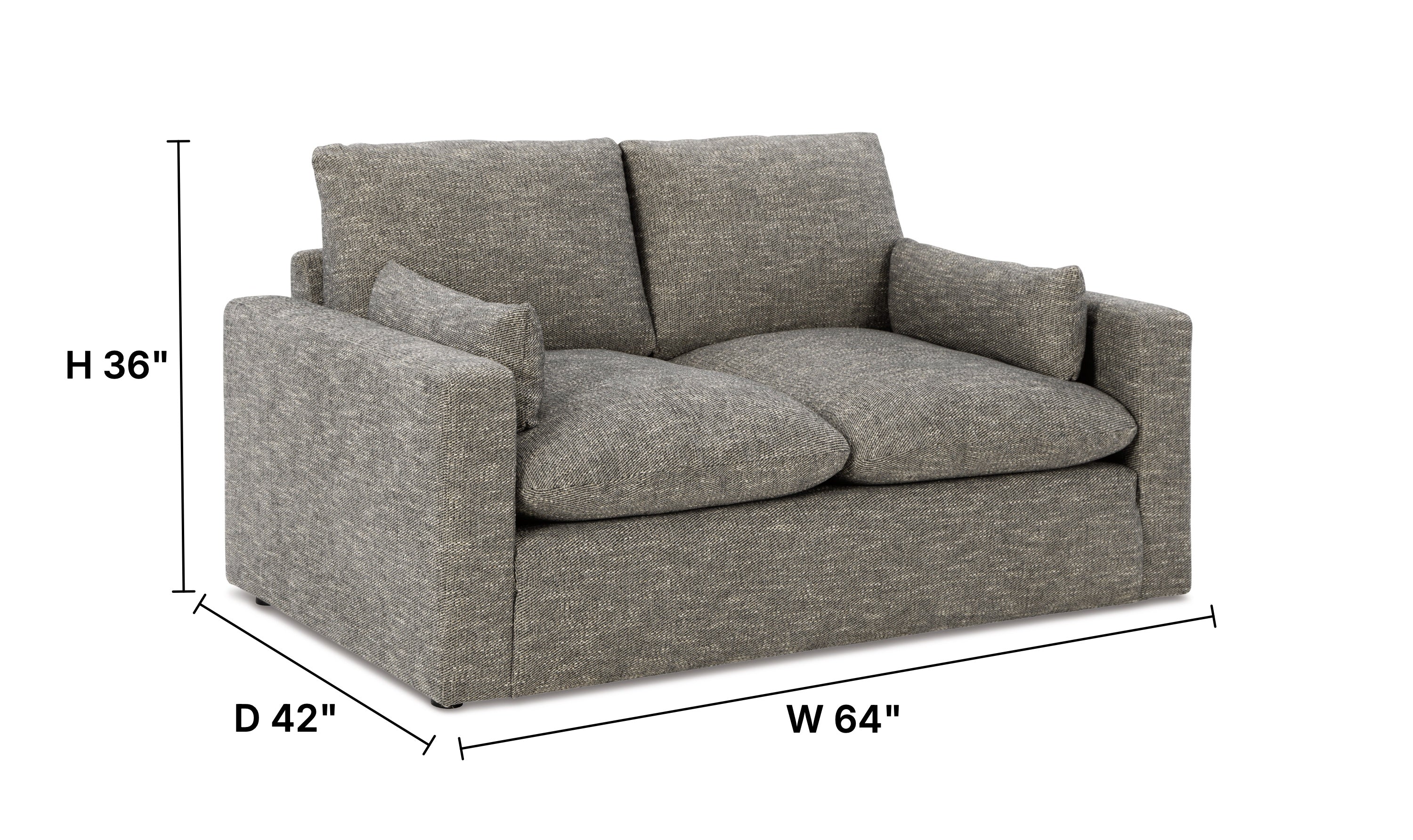 Modern Heritage Dramatic Granite Fabric Loveseat with Cushion Arms-Jennifer Furniture