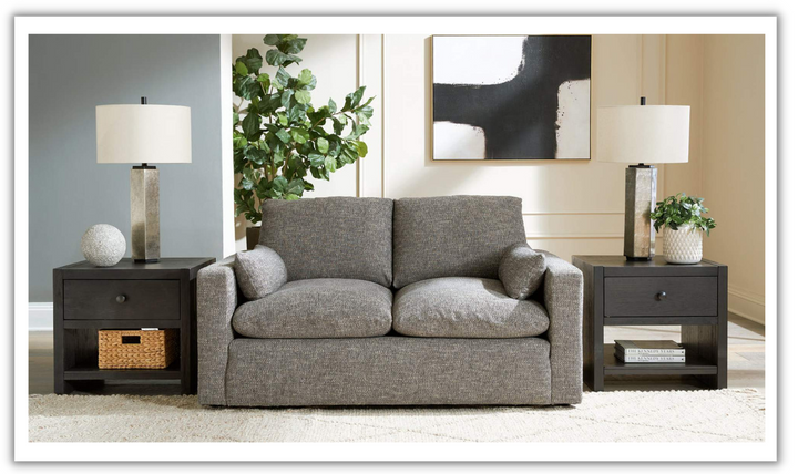 Modern Heritage Dramatic Granite Fabric Loveseat with Cushion Arms