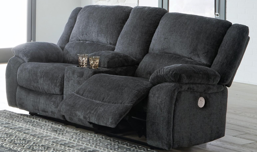 Modern Heritage Draycoll Fabric Power Reclining Set in Slate Gray