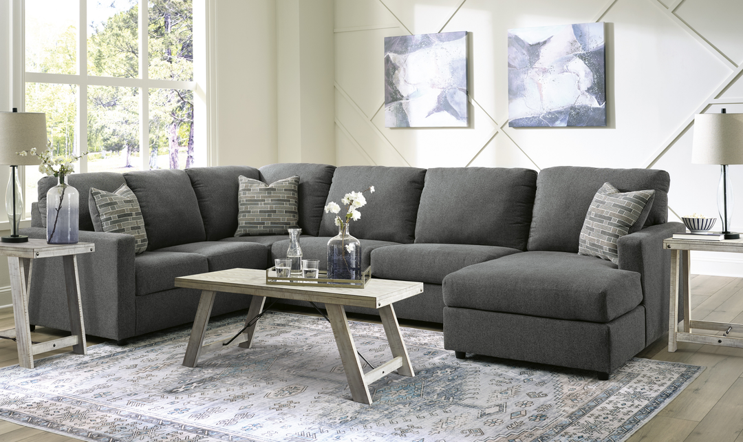 Modern Heritage Edenfield 3-Piece U-Shape Fabric Sectional with Chaise