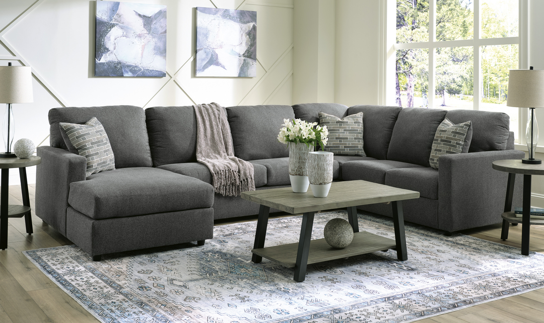 Modern Heritage Edenfield 3-Piece U-Shape Fabric Sectional with Chaise