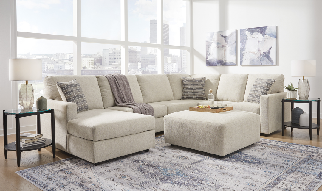 Modern Heritage Edenfield 3-Piece U-Shape Fabric Sectional with Chaise