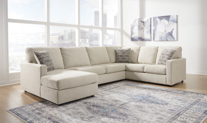Modern Heritage Edenfield 3-Piece U-Shape Fabric Sectional with Chaise