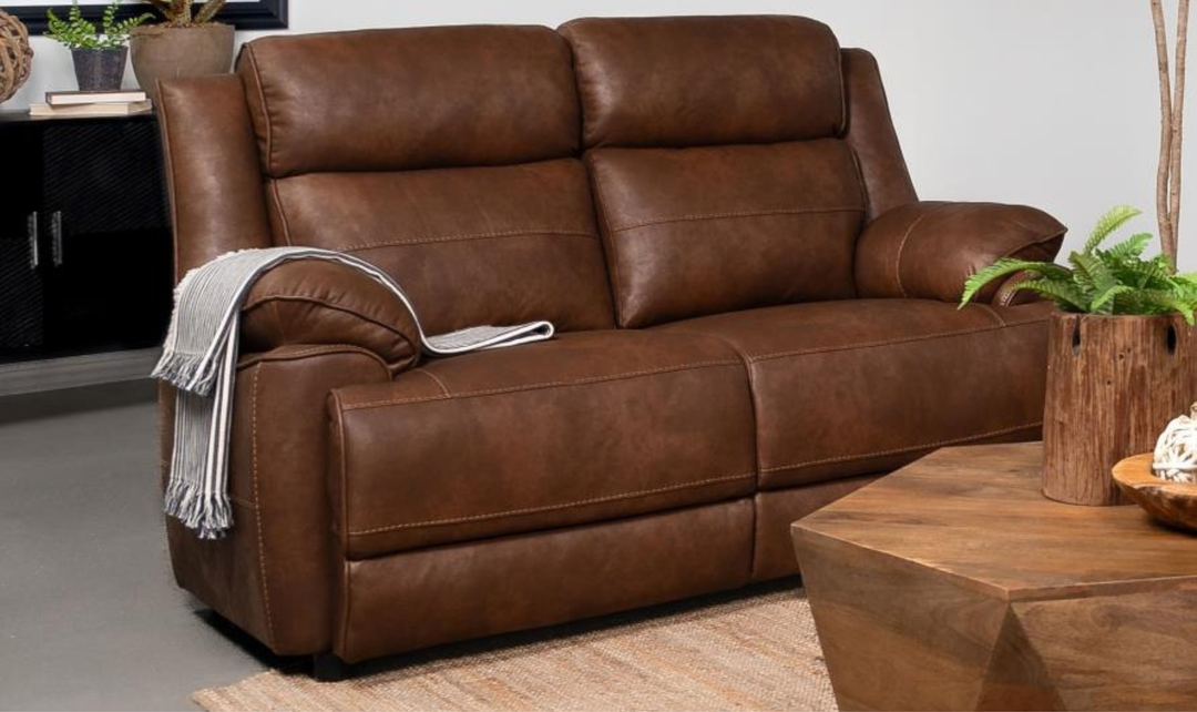 Modern Heritage Ellington Leather Loveseat with Padded Arms-Jennifer Furniture