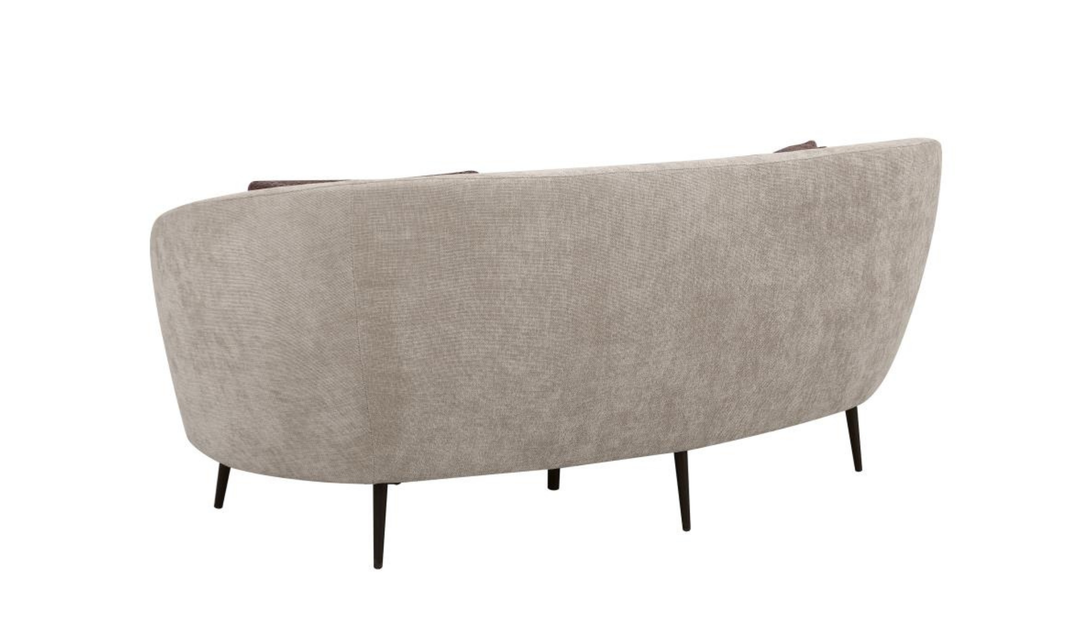 Ellorie Curved Beige Loveseat with Channel Back | Jennifer Furniture