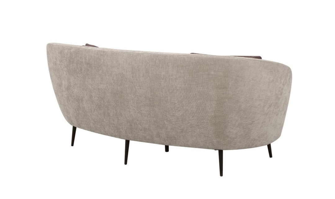Ellorie Curved Beige Loveseat with Channel Back | Jennifer Furniture
