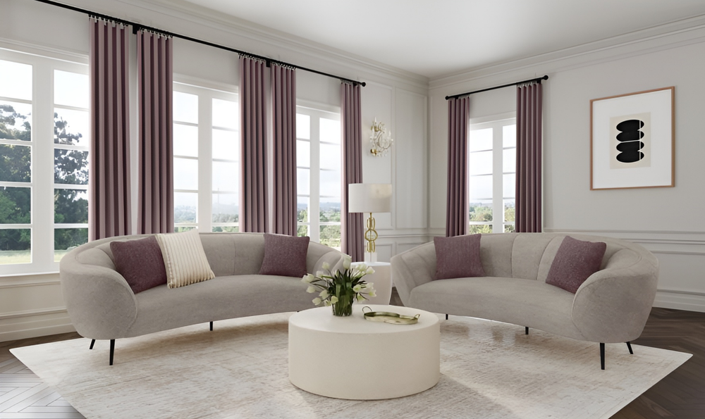 Ellorie Fabric Curved 3-piece Living Room Set | Jennifer Furniture