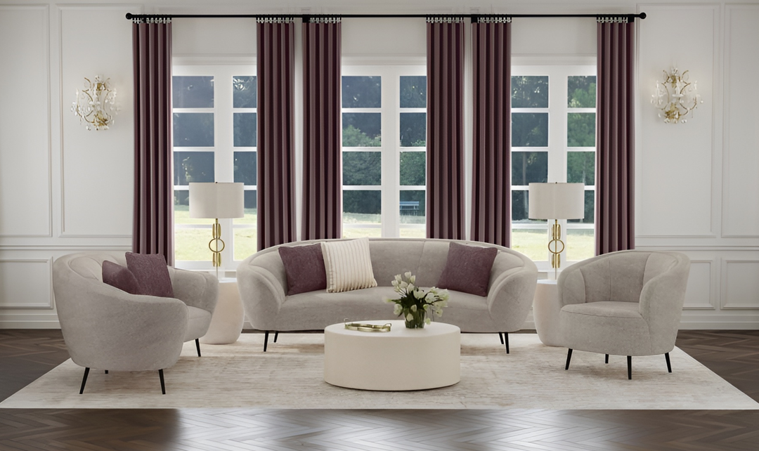 Ellorie Fabric Curved 3-piece Living Room Set | Jennifer Furniture