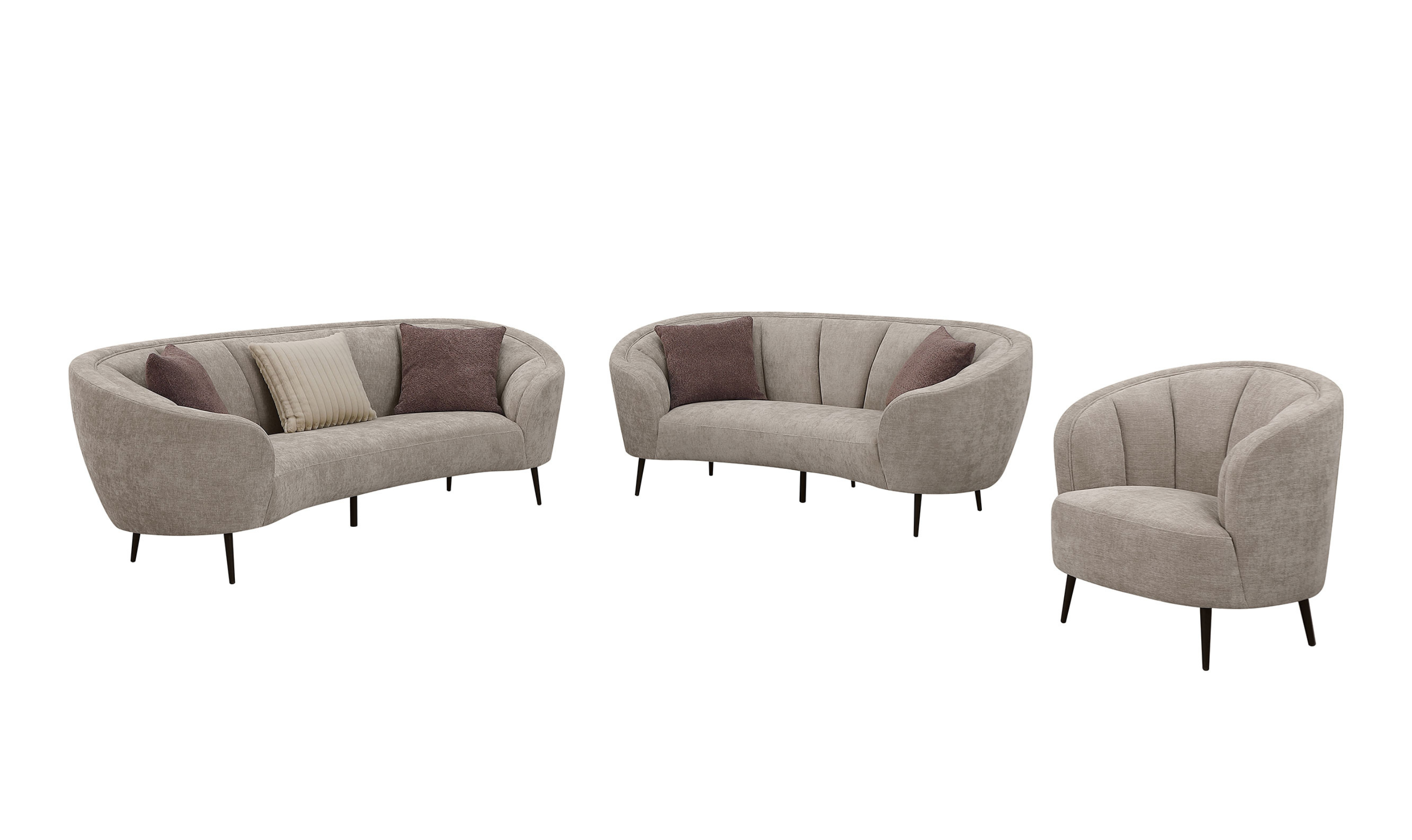 Modern Heritage Ellorie Fabric Curved Living Room Set