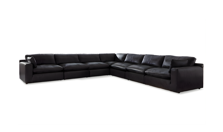Modern Heritage Emilia Leather Sectional In Black - Jennifer Furniture
