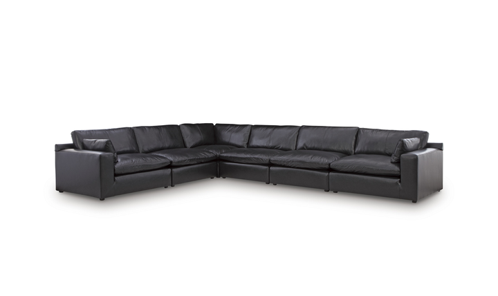 Modern Heritage Emilia Leather Sectional In Black - Jennifer Furniture