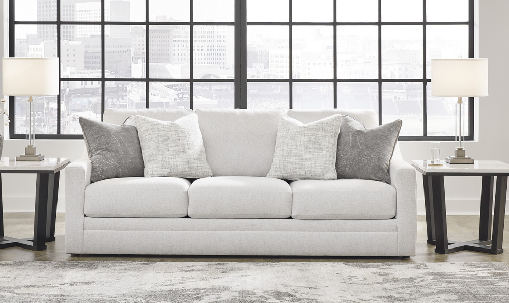 Modern Heritage Fabric Maitelynn Sofa In Chalk-Jennifer Furniture