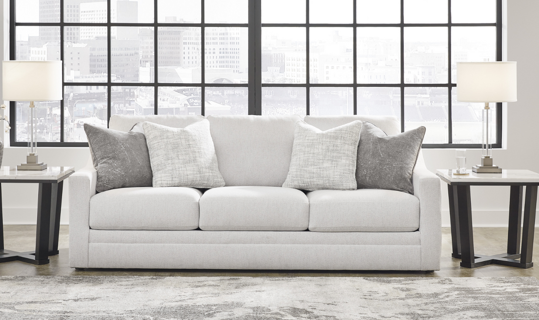 Modern Heritage Fabric Maitelynn Sofa In Chalk-Jennifer Furniture