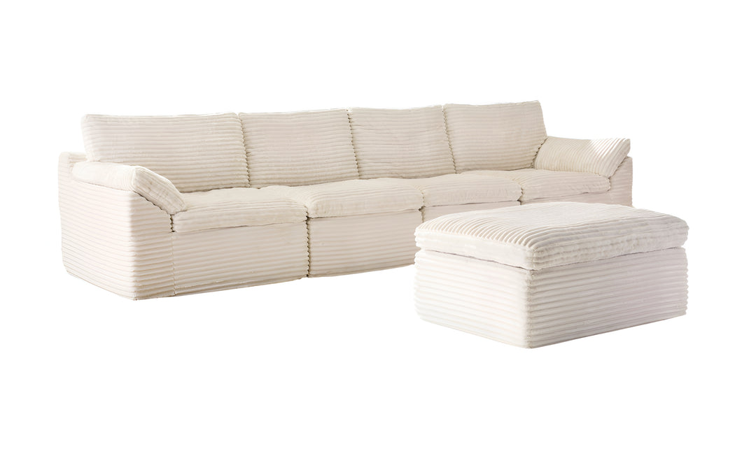Modern Heritage Fannin 4-Piece Sectional with Ottoman-Jennifer Furniture
