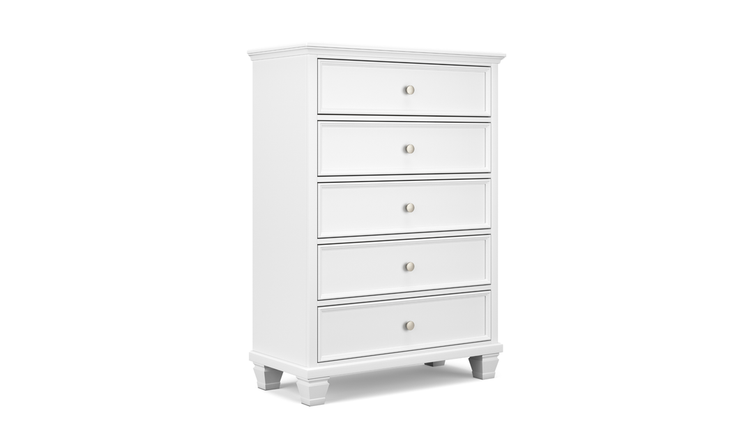 Modern Heritage Fortman Five Drawer Wooden Chest in White