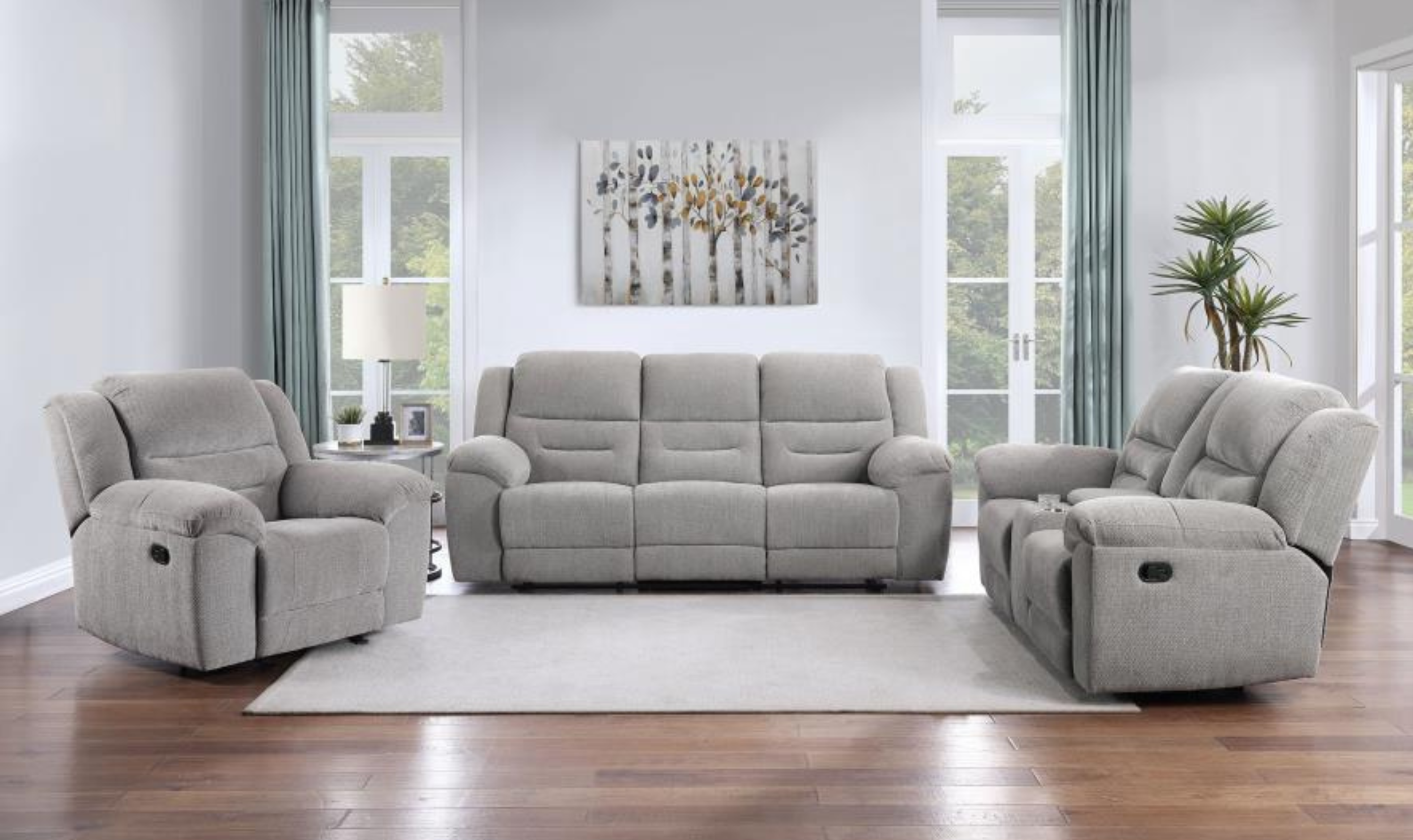 Modern Heritage Gilson 3-piece Chenille Reclining Living Room Set-Jennifer Furniture